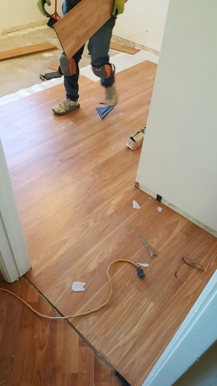 Flooring installation in progress