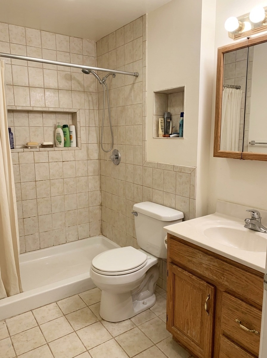Before bathroom remodeling project by Titan Flooring Group